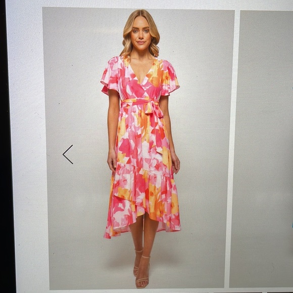NWT Style State Pink Floral Print Midi  dress with Asymmetrical hem Size:8 - Picture 13 of 13